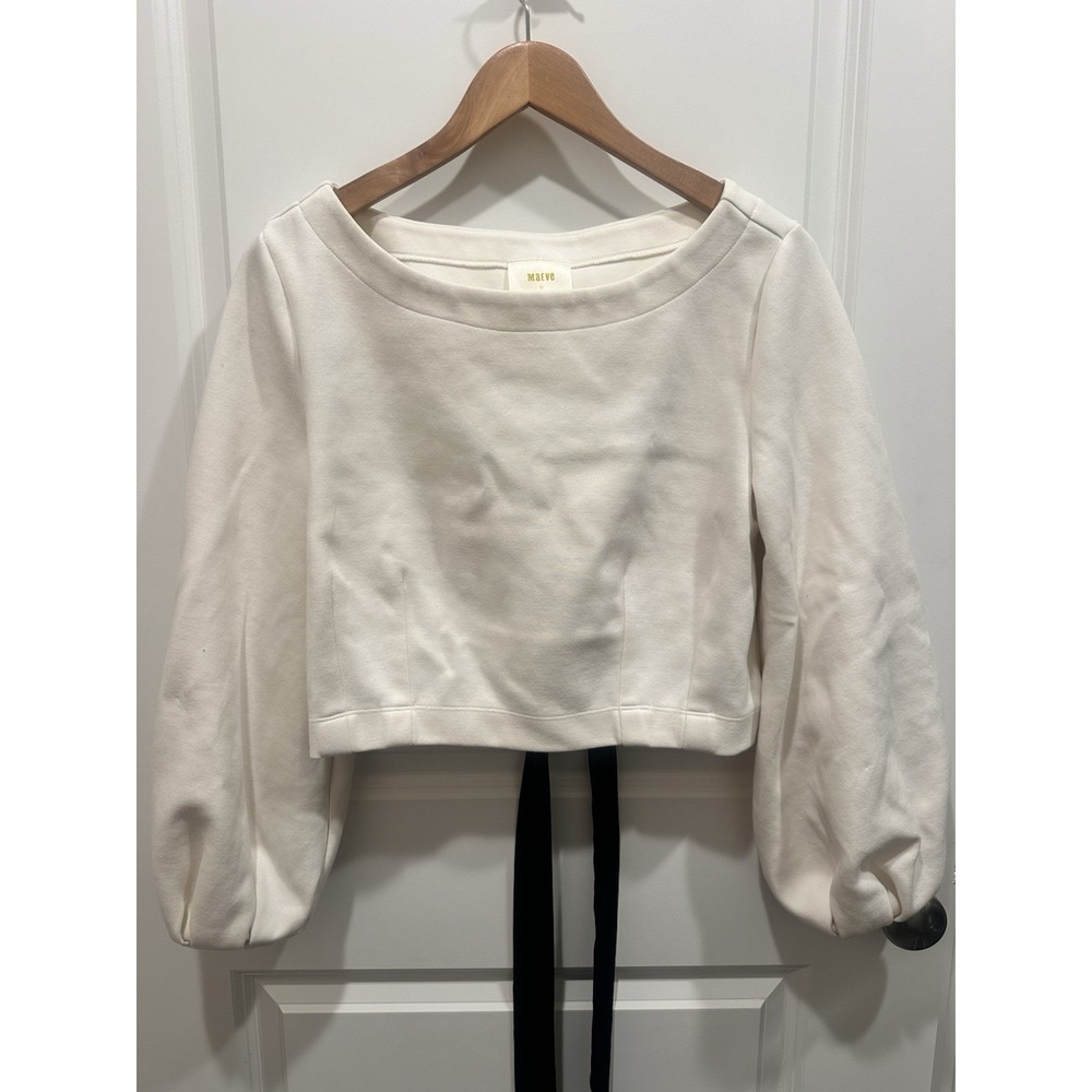 Maeve By Anthropologie White Puff Sleeve Top Small